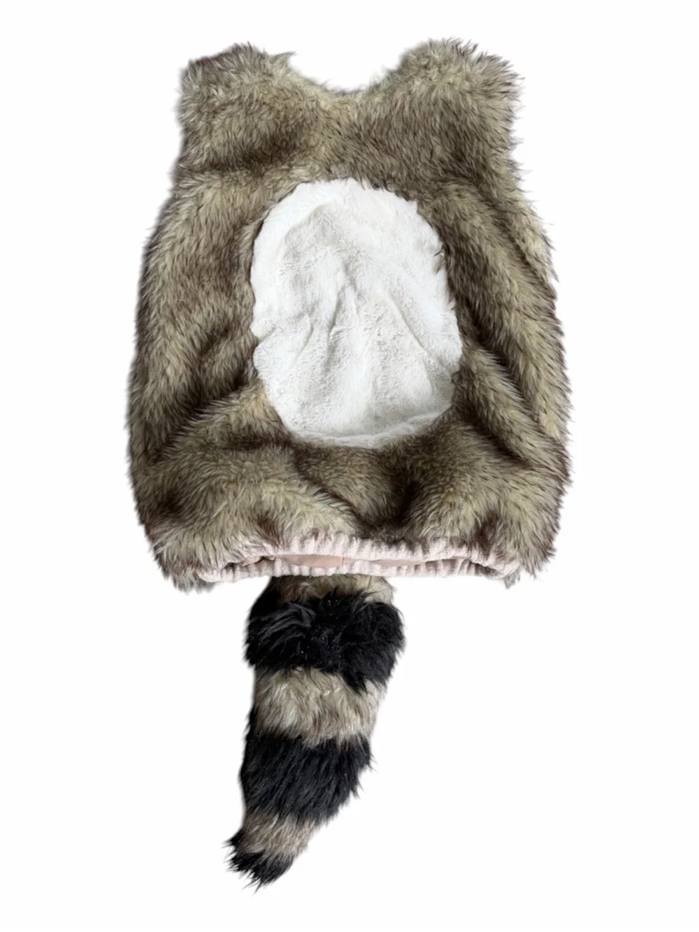 Pottery Barn Kids Faux Fur Raccoon Halloween Costume Hood & Tail Set size 3T